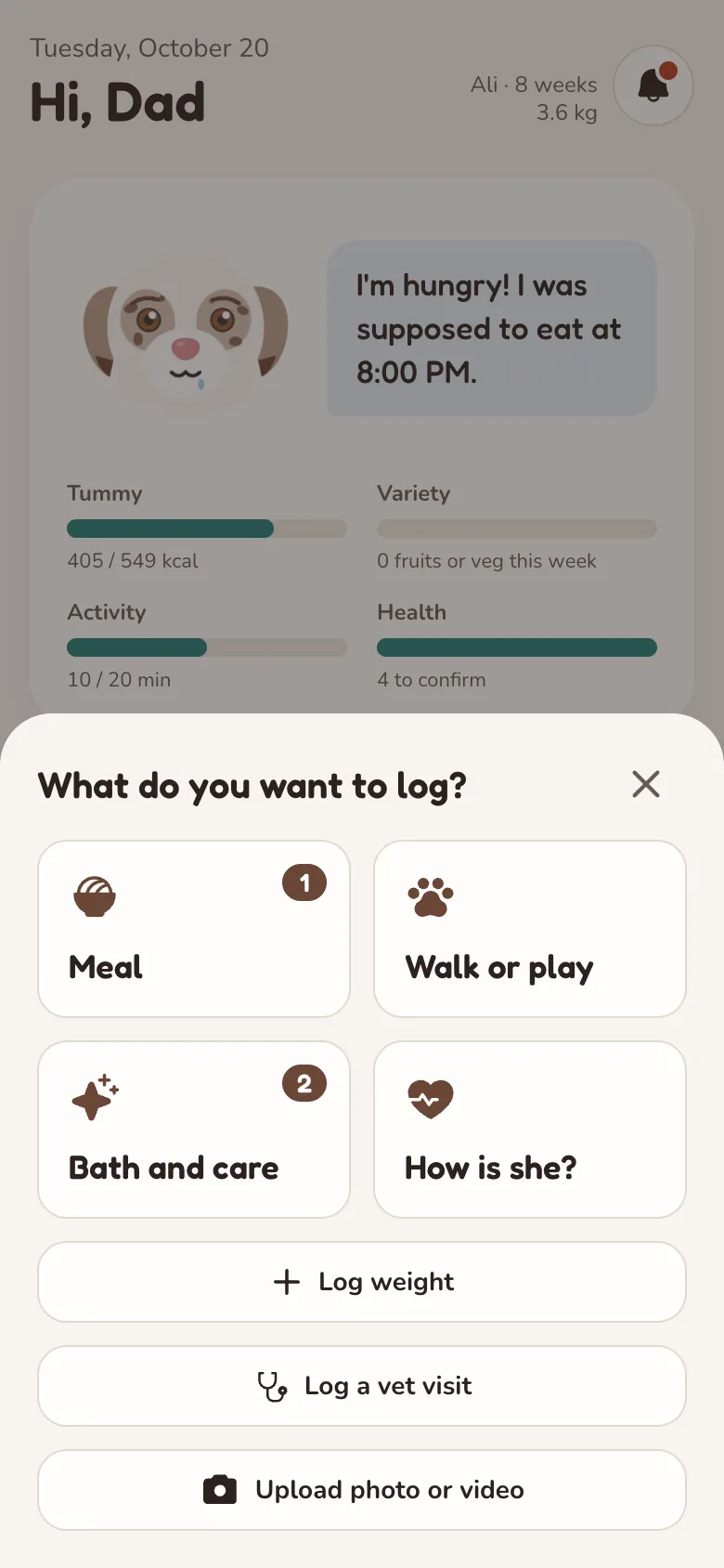 The logging menu